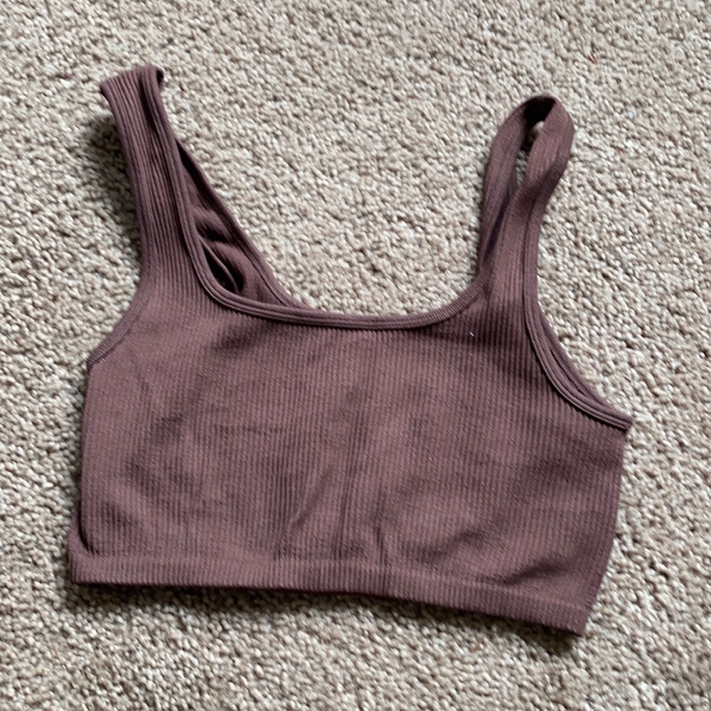 Zara crop ribbed tank S/M brown